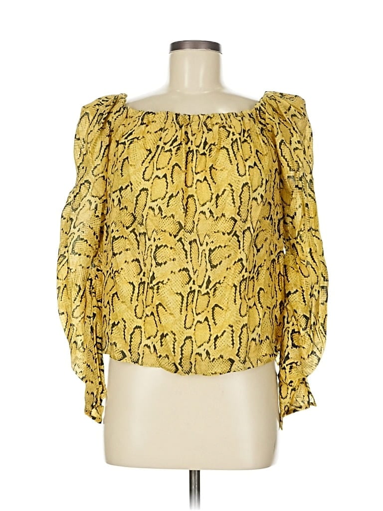 Pre-owned Frame 3/4 Sleeve Blouse In Yellow