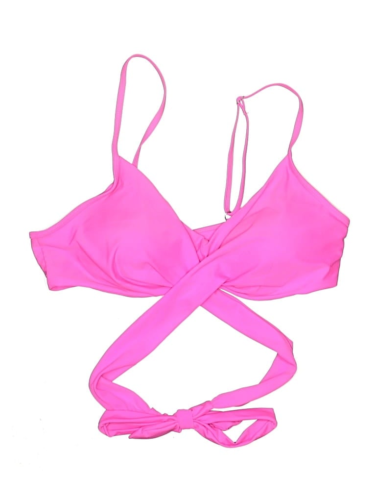 Pre-owned Unbranded Swimsuit Top Pink Solid Pattern Swimwear