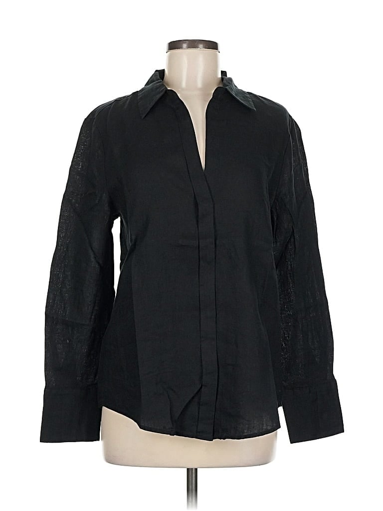 Pre-owned Mng Long Sleeve Button Down Shirt In Black