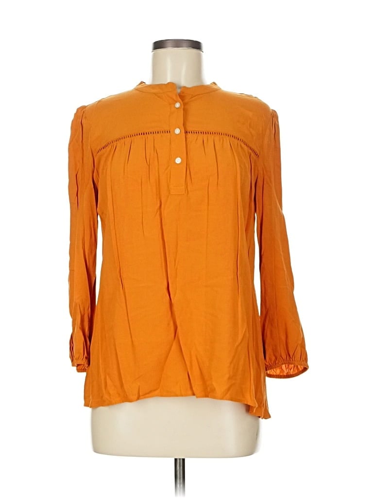 Pre-owned Ann Taylor Loft Outlet 3/4 Sleeve Blouse In Orange