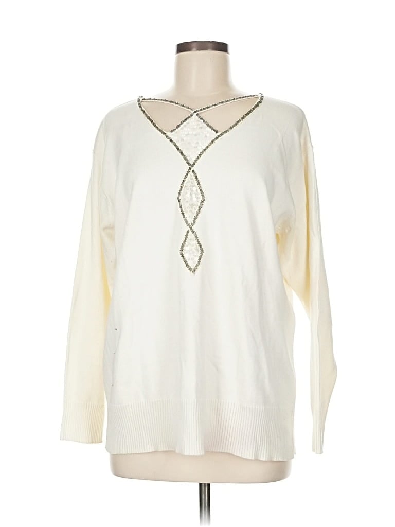 Click to view more detailed imagery on our partner's website Pre-owned Bob Mackie Pullover Sweater In White