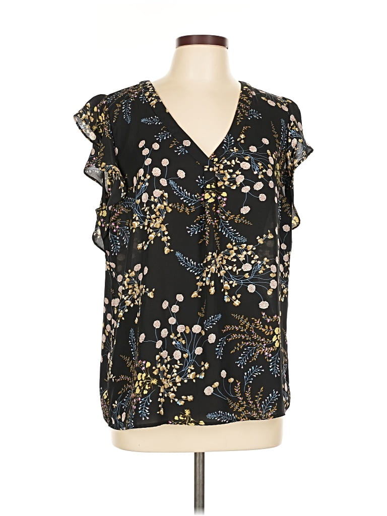 Pre-owned Philosophy Republic Clothing Short Sleeve Blouse In Black