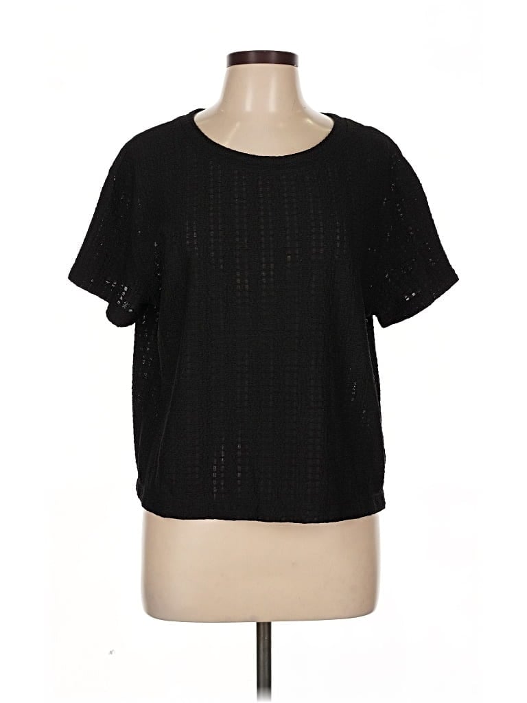 Pre-owned Max Studio Short Sleeve Top Black Square Neckline Tops