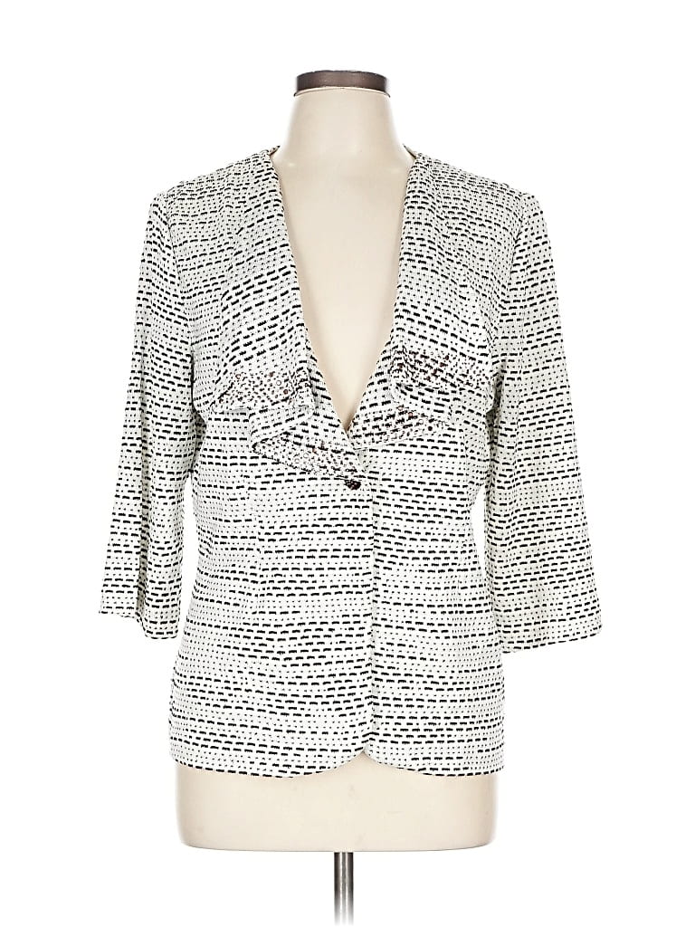 Pre-owned Ming Wang Cardigan Sweater In White