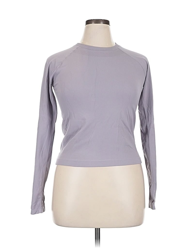 Pre-owned Yogalicious Long Sleeve Top Gray Turtleneck Tops