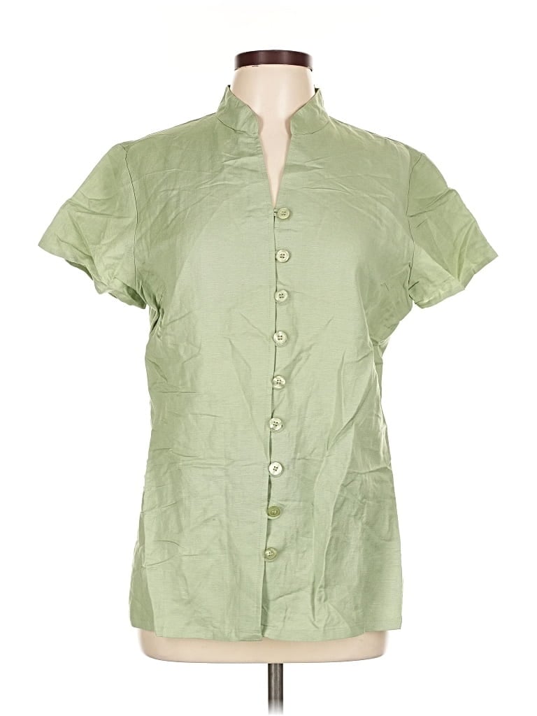 Pre-owned Metrostyle Short Sleeve Blouse In Green