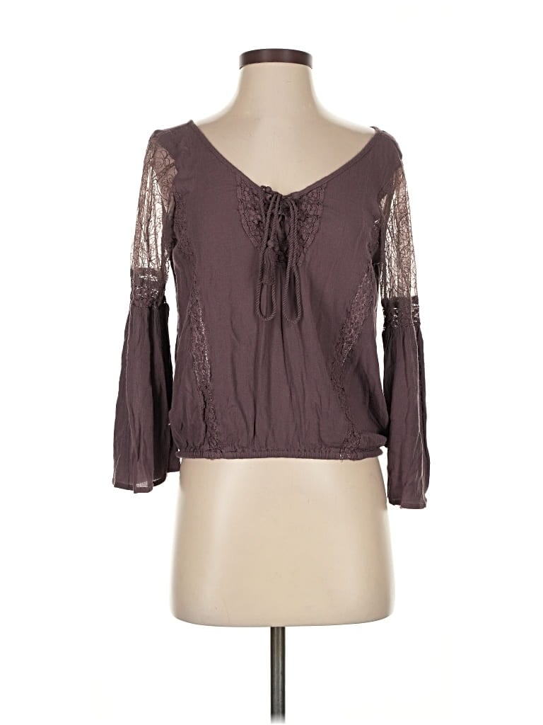 Pre-owned American Eagle Outfitters Long Sleeve Blouse In Brown