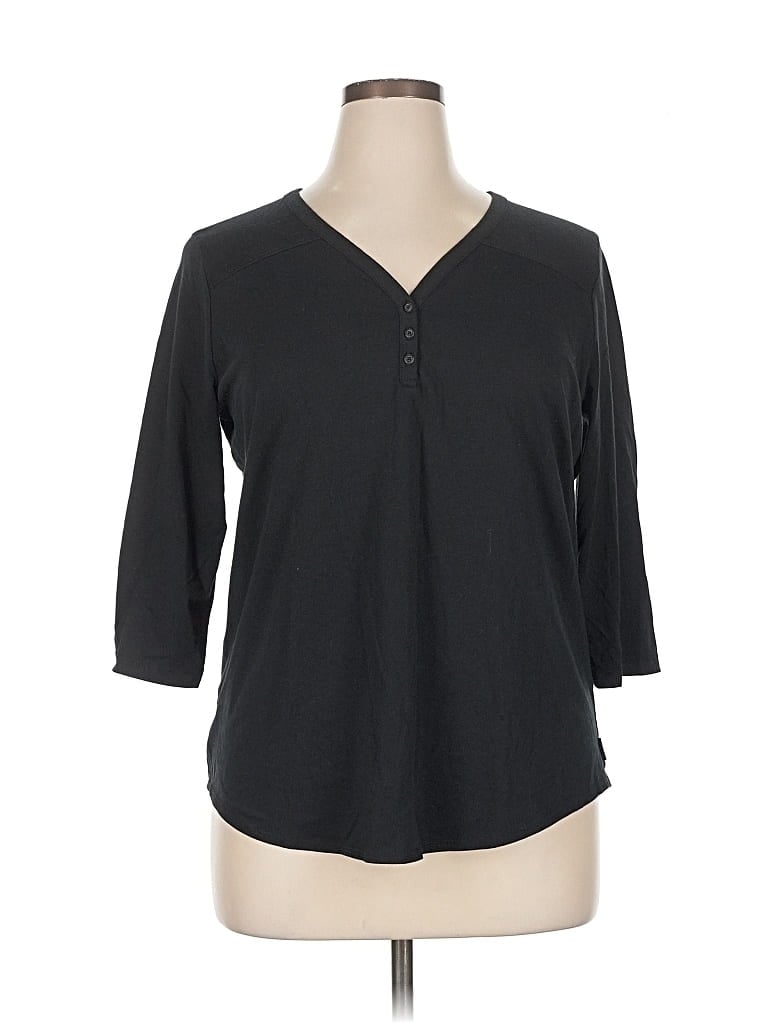 Pre-owned Eddie Bauer 3/4 Sleeve Blouse In Black