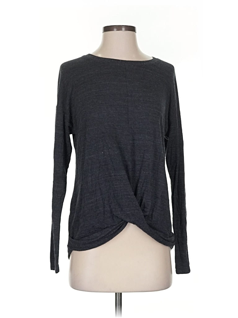 LOU & GREY FOR LOFT Pre-owned Long Sleeve Top Gray Crew Neck Tops