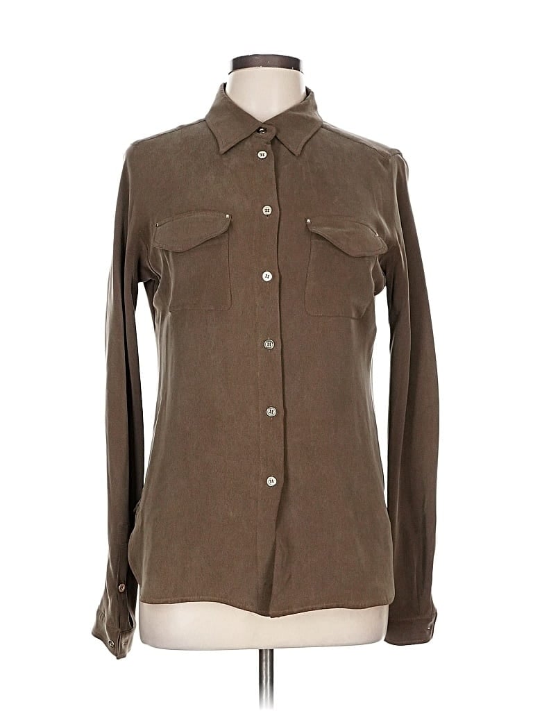 Pre-owned Max Mara Long Sleeve Button Down Shirt In Brown