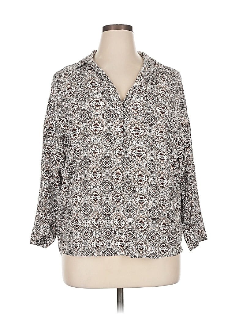 Pre-owned Primark 3/4 Sleeve Blouse In Gray
