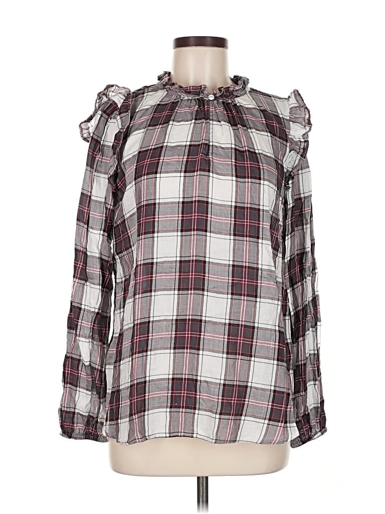 Pre-owned Ann Taylor Loft Long Sleeve Blouse In Silver