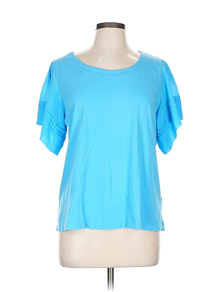 Pre-owned Banana Republic Factory Store Short Sleeve Top Blue Scoop Neck Tops