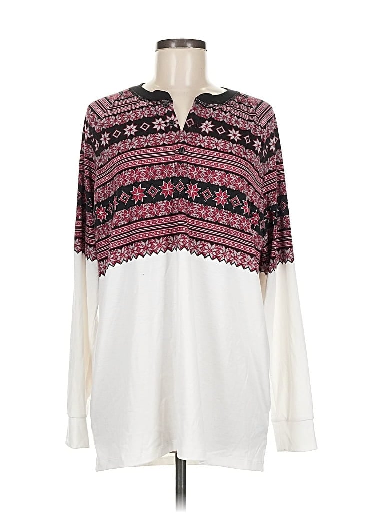 Pre-owned Lularoe Long Sleeve Polo Shirt In White