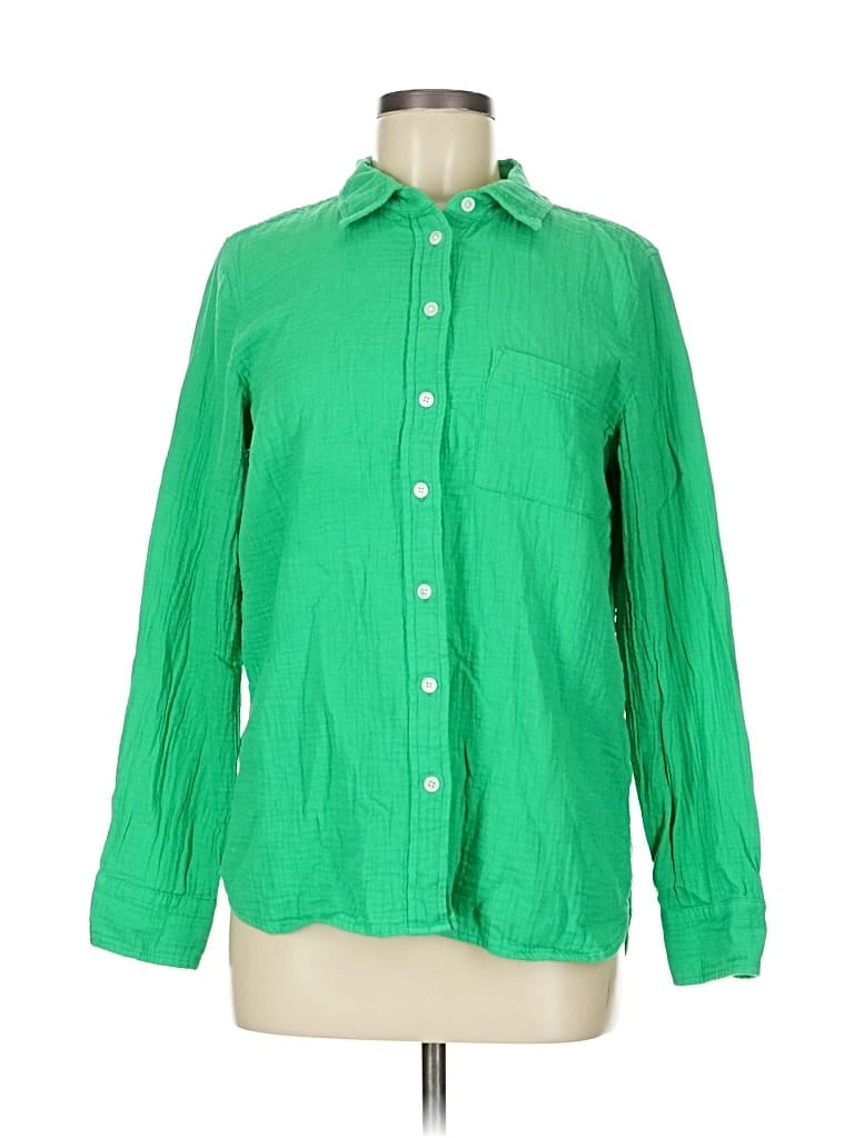 Pre-owned J.crew Factory Store Long Sleeve Button Down Shirt In Green