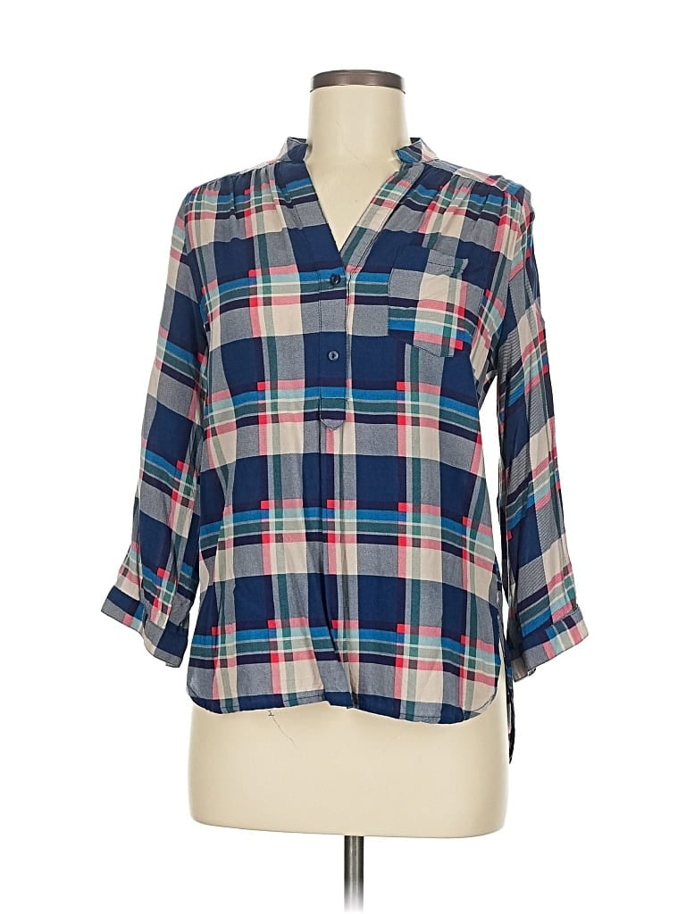 MARKET & SPRUCE Pre-owned 3/4 Sleeve Button Down Shirt In Blue