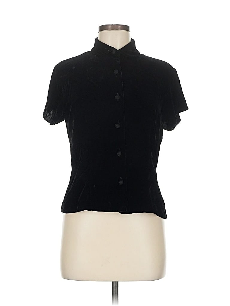 Pre-owned Ann Taylor Short Sleeve Blouse In Black