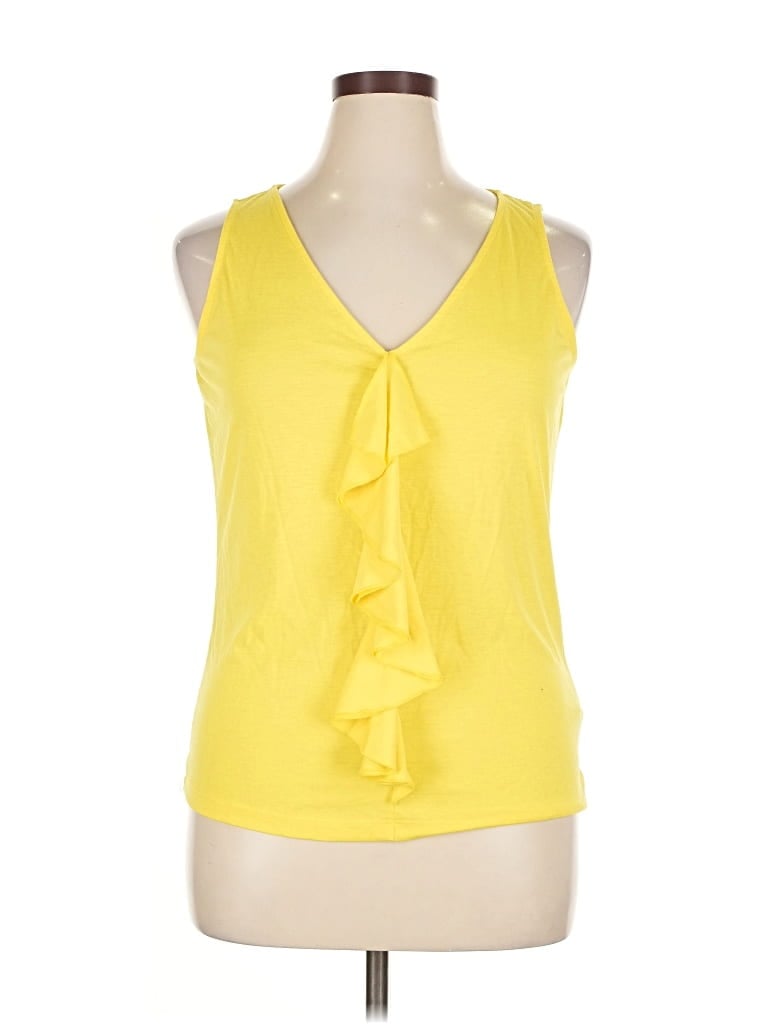Pre-owned Chaps Tank Top Yellow Halter Neckline Tops
