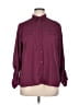 Apt. 9 Solid Burgundy 3/4 Sleeve Button-Down Shirt Size XL - photo 1