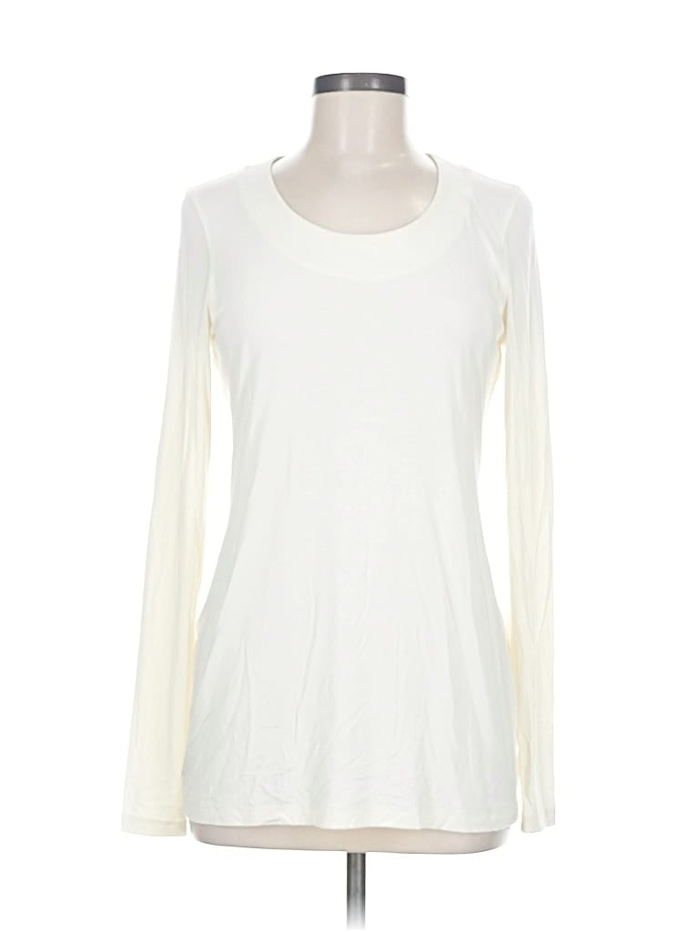 Pre-owned Per Se By Carlisle Long Sleeve T-shirt In White