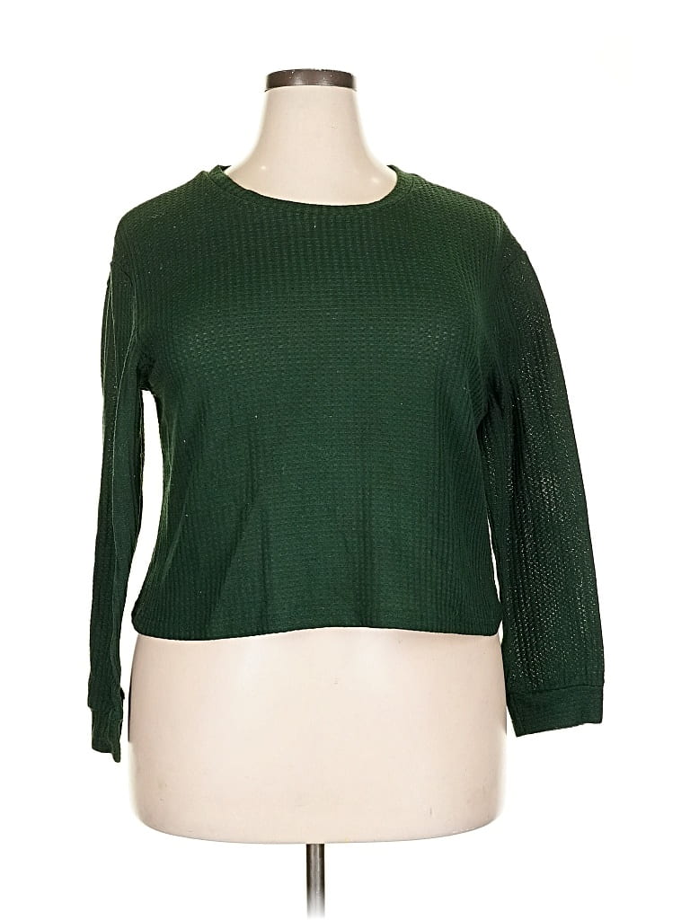 Pre-owned Unbranded 3/4 Sleeve T-shirt In Green