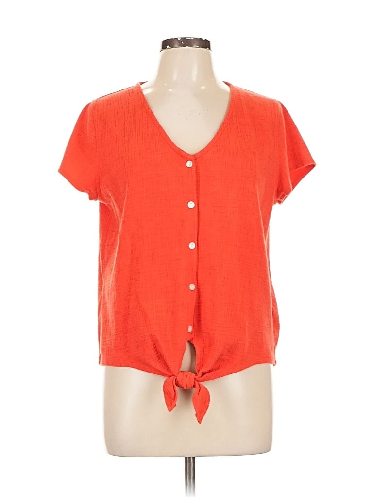 Pre-owned J.crew Factory Store Short Sleeve Henley Shirt In Orange