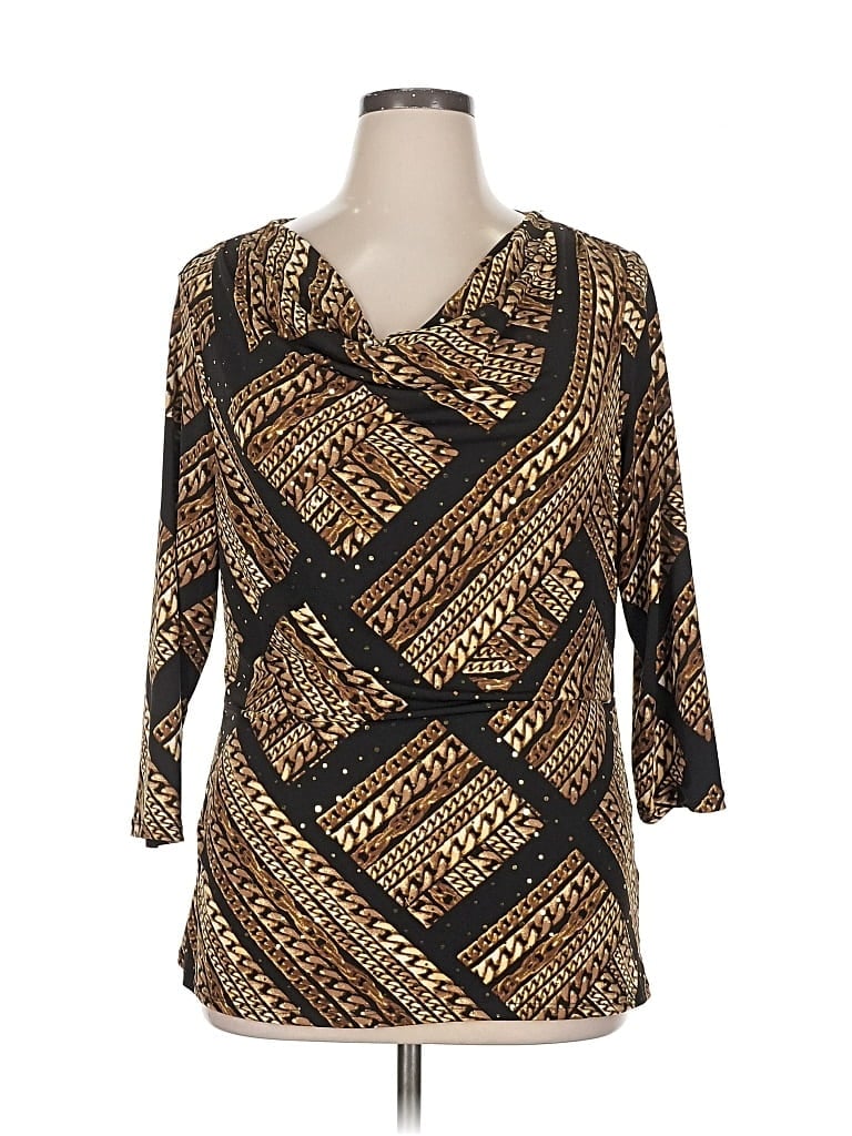 Click to view more detailed imagery on our partner's website Pre-owned Style & Co 3/4 Sleeve Blouse In Brown
