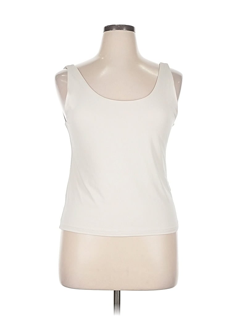 Pre-owned H&m Sleeveless Top Ivory Scoop Neck Tops In White