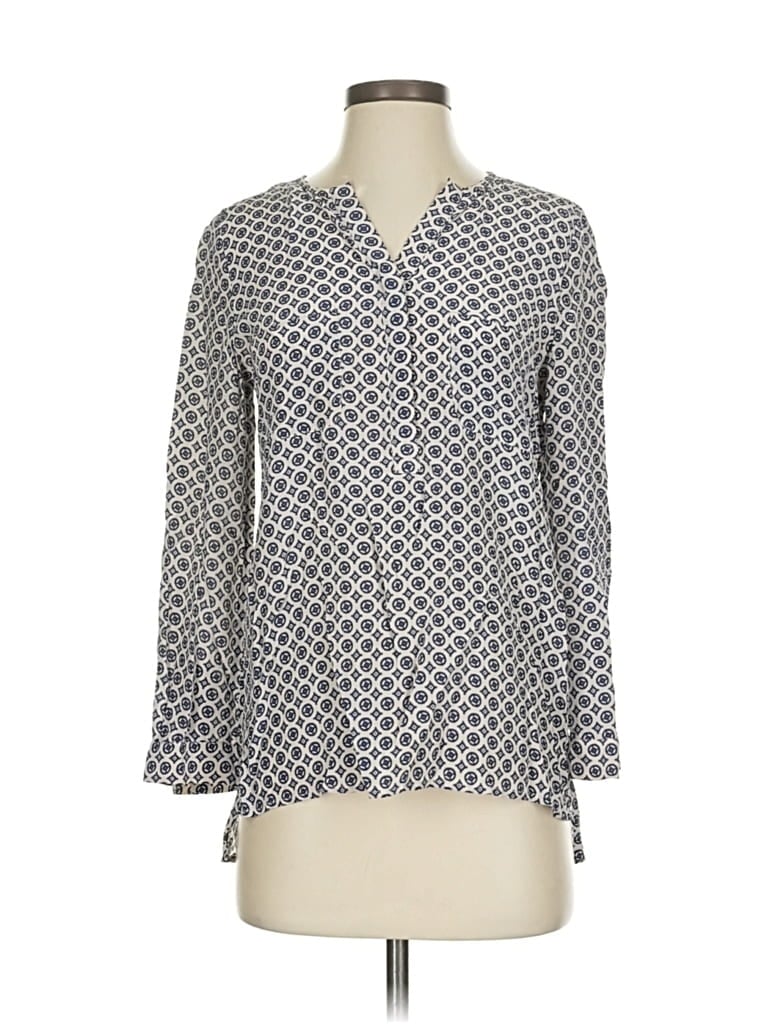 Pre-owned Joie 3/4 Sleeve Silk Top Blue Tie Neck Tops