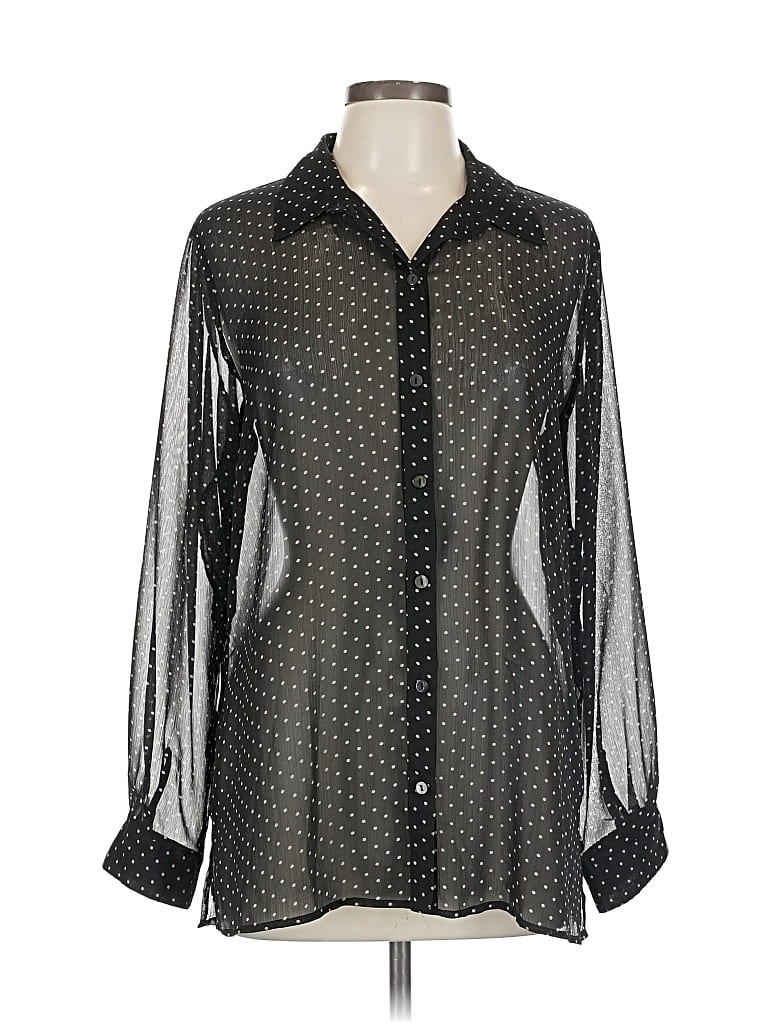 Pre-owned Chico's Long Sleeve Blouse In Black