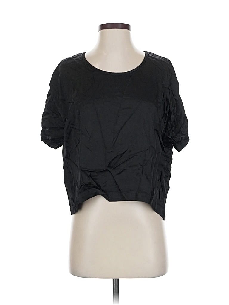 Pre-owned Pj Harlow Short Sleeve Top Black Square Neckline Tops