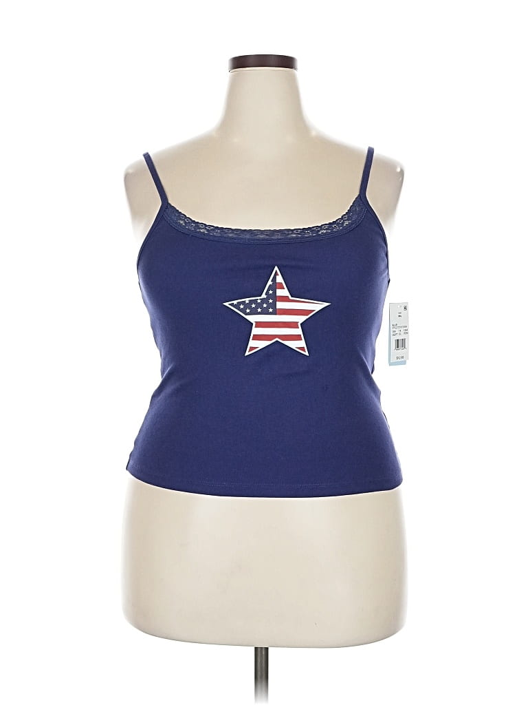 Pre-owned Modern Lux Tank Top Blue Strapless Neckline Tops