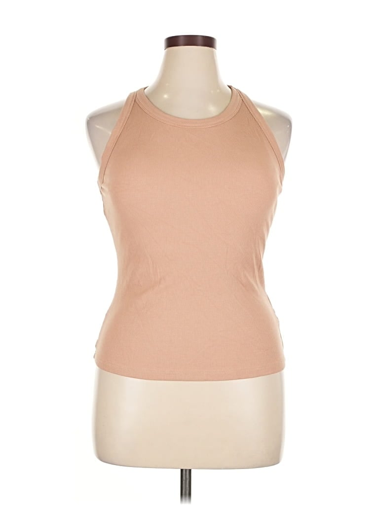 Pre-owned Chicme Tank Top Tan Halter Neckline Tops In Brown