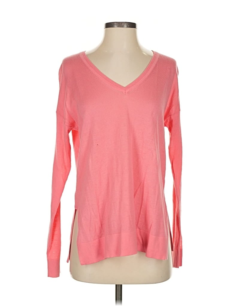 Pre-owned Ann Taylor Loft Long Sleeve Top Pink V Neck Tops