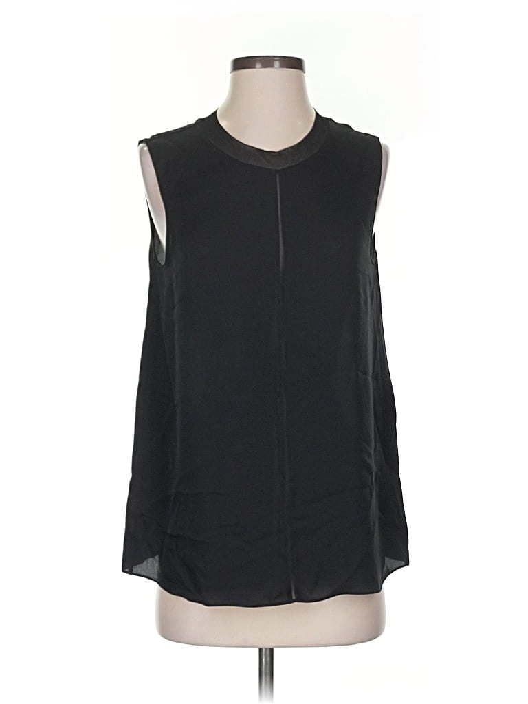 Pre-owned Vince Sleeveless Silk Top Black Keyhole Neckline Tops
