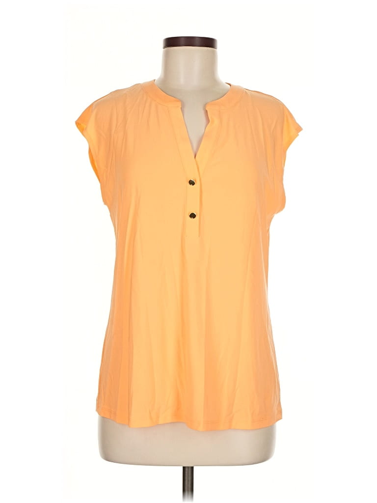 Pre-owned Anne Klein Short Sleeve Blouse In Orange
