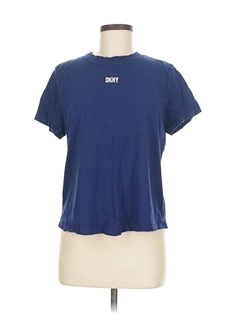 Pre-owned Dkny Sport Short Sleeve Top Blue Crew Neck Tops