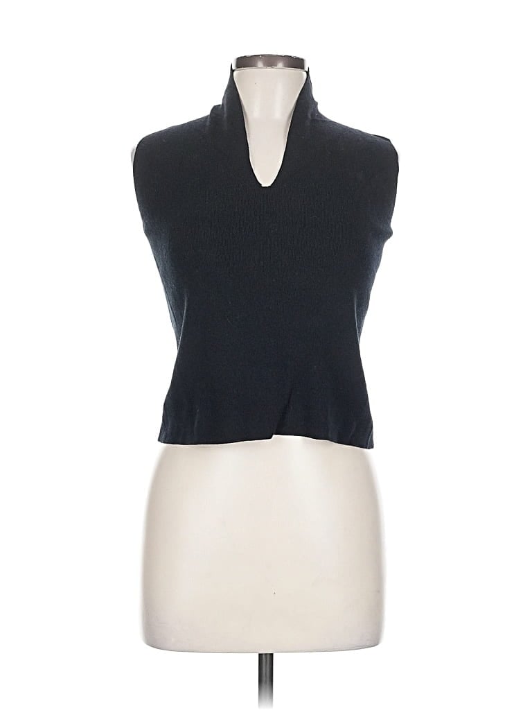 Pre-owned Linda Allard Ellen Tracy Short Sleeve Turtleneck In Black