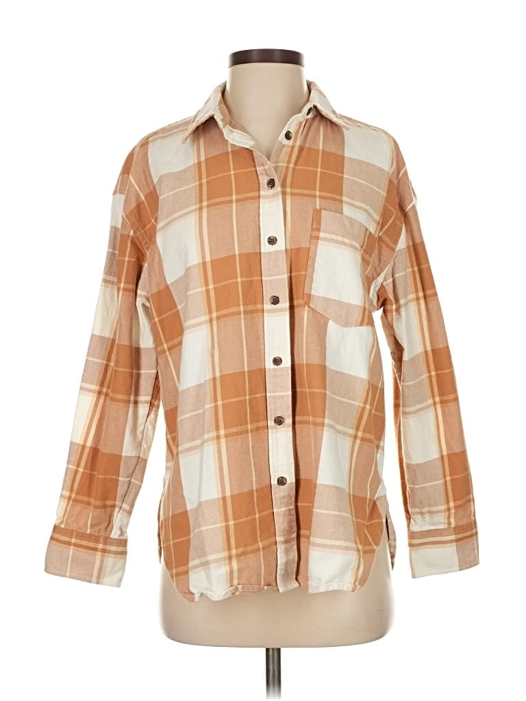 Pre-owned Universal Thread Long Sleeve Button Down Shirt In Brown