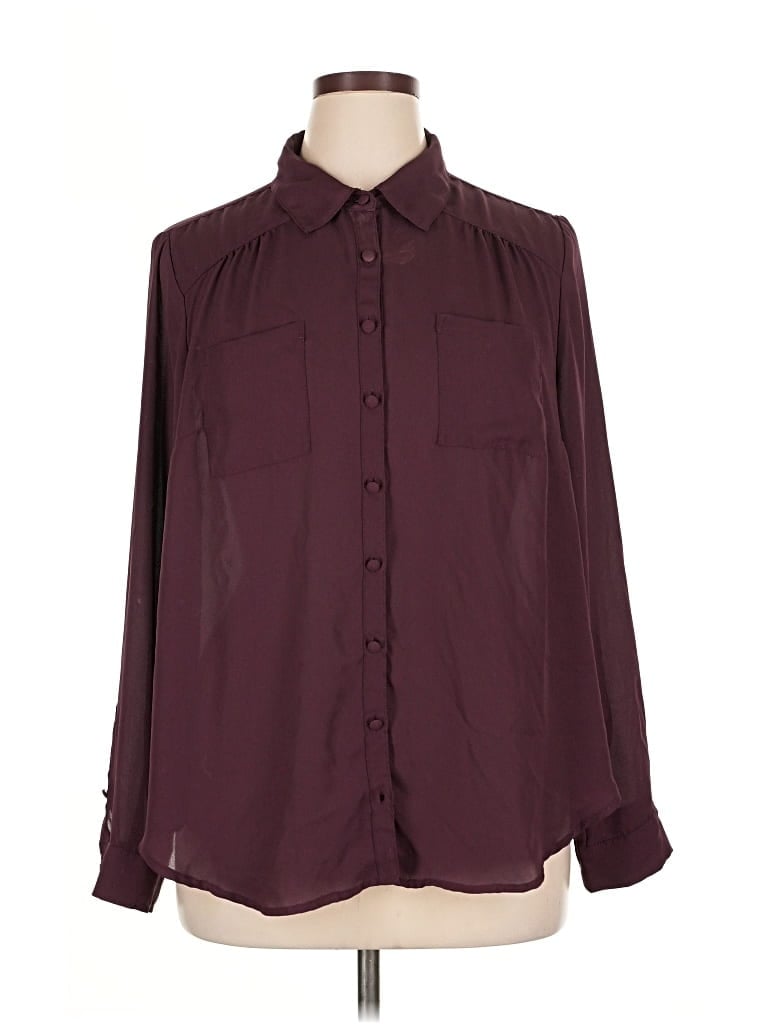 Pre-owned Torrid Long Sleeve Blouse In Burgundy