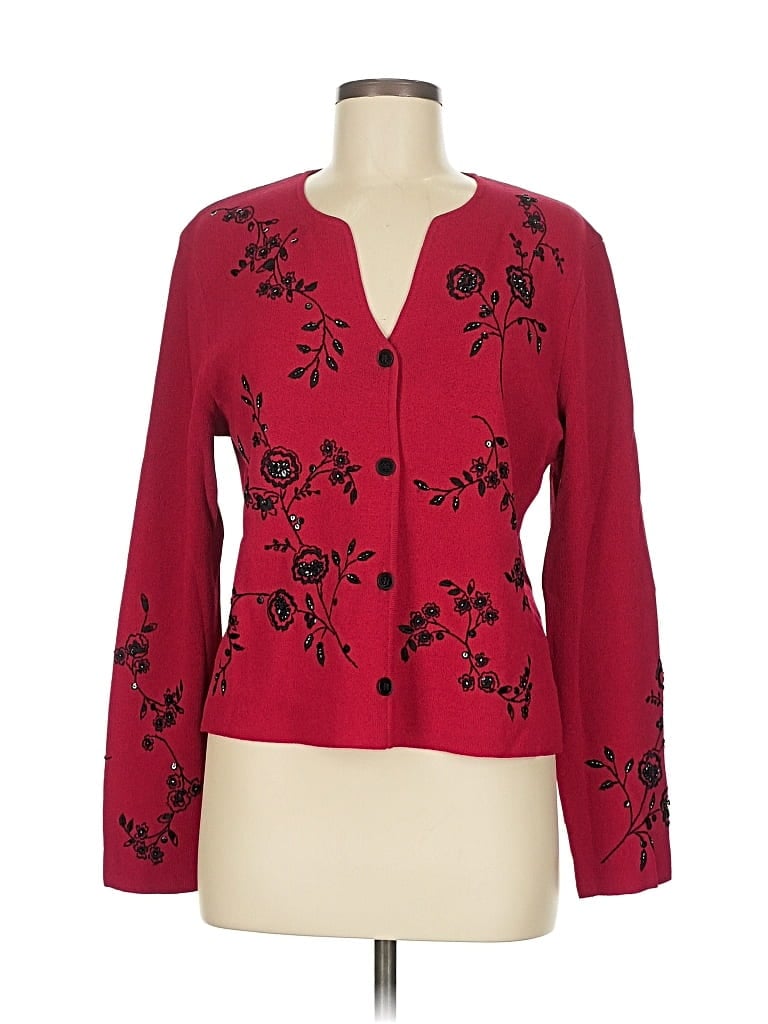 Pre-owned Jones New York Cardigan Sweater In Red