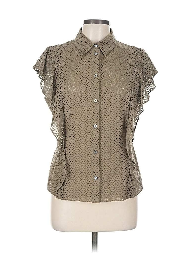 Pre-owned Theory Short Sleeve Blouse In Brown