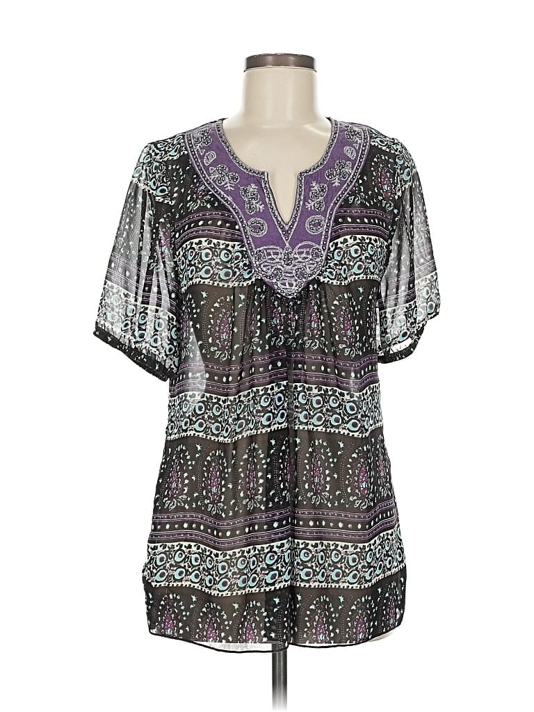 Pre-owned Studio Y Short Sleeve Blouse In Purple