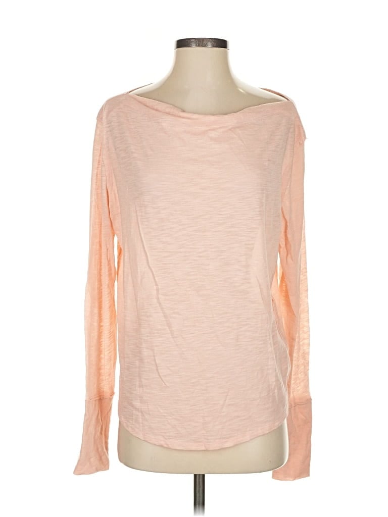 Pre-owned We The Free Long Sleeve Top Pink Boatneck Tops