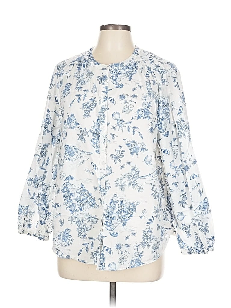 Pre-owned Lucky Brand 3/4 Sleeve Blouse In Blue
