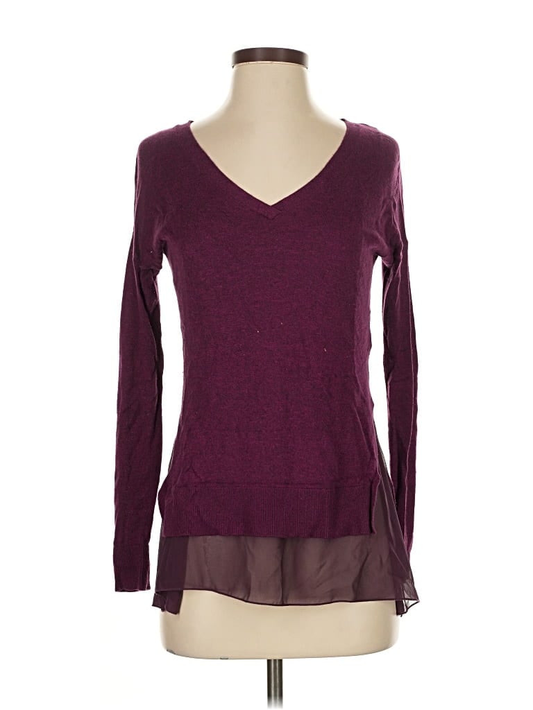 Pre-owned Express Long Sleeve Top Burgundy V Neck Tops