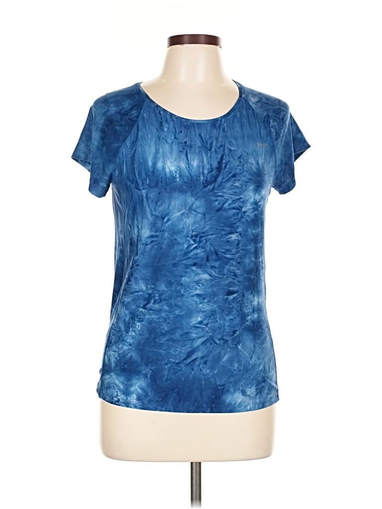 Click to view more detailed imagery on our partner's website Pre-owned Vogo Short Sleeve Top Blue Tie-dye Pattern Scoop Neck Tops