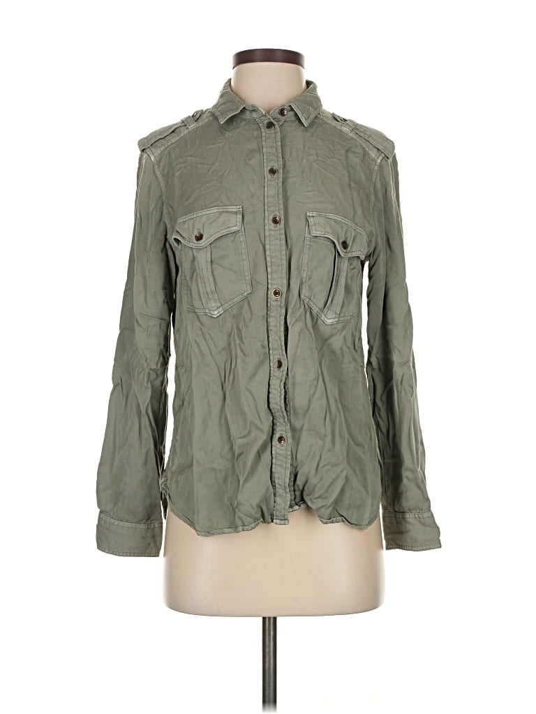 AMERICAN EAGLE OUTFITTERS Pre-owned Long Sleeve Button Down Shirt In Green