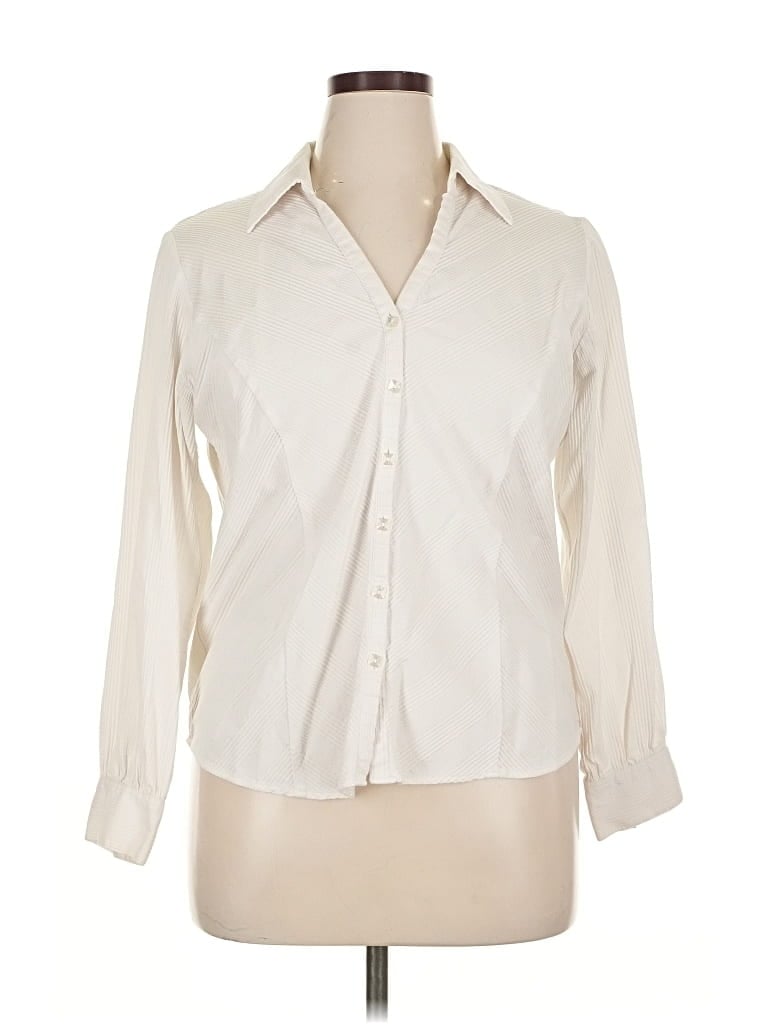 Pre-owned Talbots Long Sleeve Blouse In White