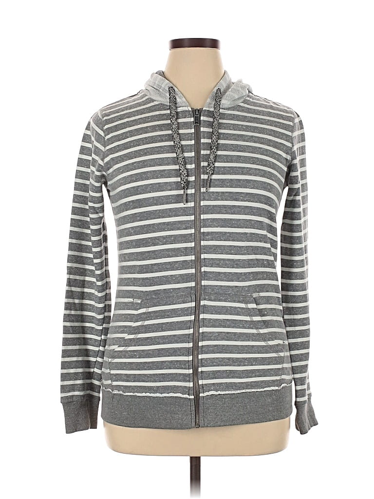 Pre-owned Roxy Zip Up Hoodie In Gray